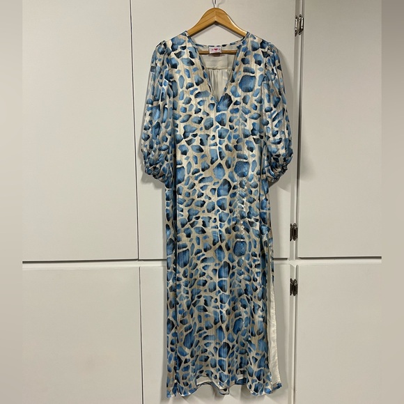 Buddy Love Blue and Cream Long Sleeve Maxi Dress - Picture 2 of 8